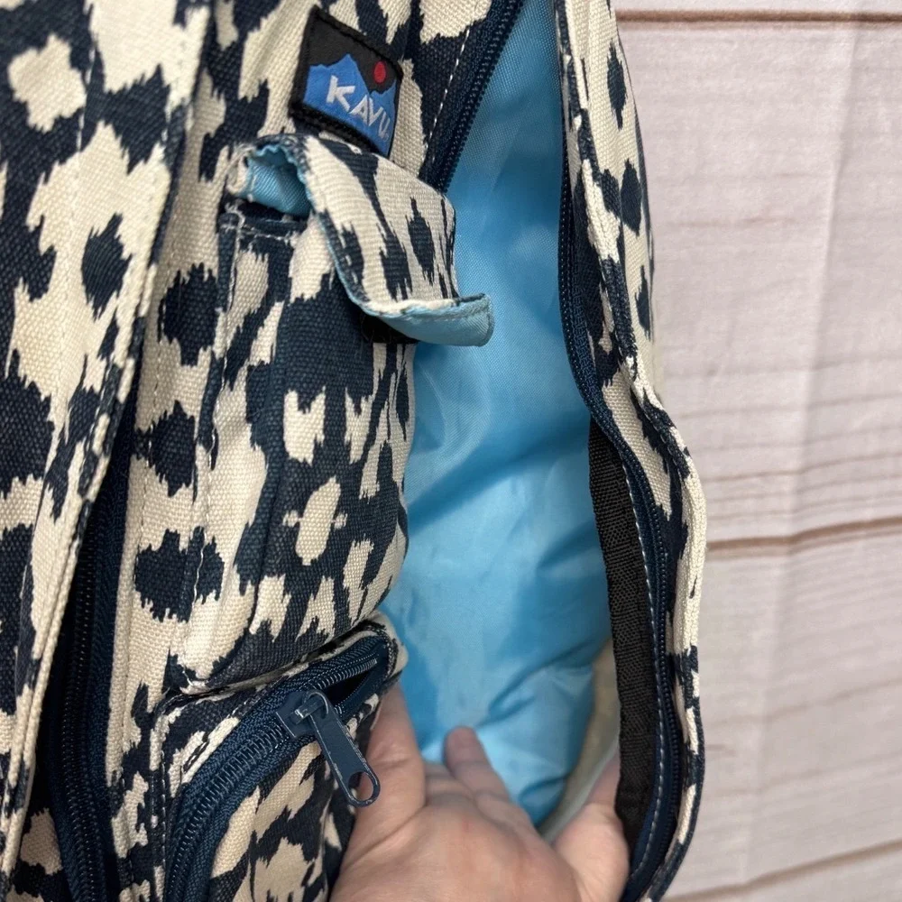 KAVU Rope Bag Sling Backpack Navy White Geometric Canvas Crossbody